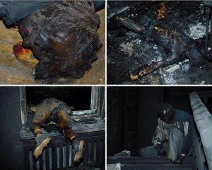 [видео(20+)] Украинские граждане сожжённые заживо украинскими фашистами