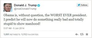 Дональд Трамп назвал Обаму худшим президентом в истории