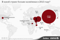 В какой стране больше казнённых в 2013 году?
