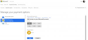 Microsoft добавила возможность покупки контента в магазинах Windows и Xbox через пополнение счета в биткоинах