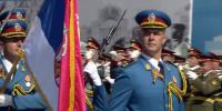 Элитное подразделение Сербии на Параде Победы с георгиевскими лентами