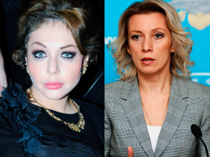 [«сама намазана-прокурена...»] «Светская львица» Божена Рынска назвала Марию Захарову «девкой-чернавкой» за ответ в стихах «Поэту» Быкову.  Друзья «львицы» написали, что у Захаровой «лошадиная морда»