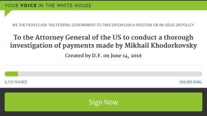 Сотрудники Белого дома удаляют голоса за петицию о Ходорковском