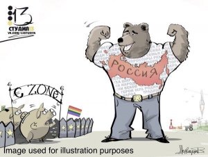 Bild: Россия провоцирует Запад карикатурами с медведем и свиньями в клетке