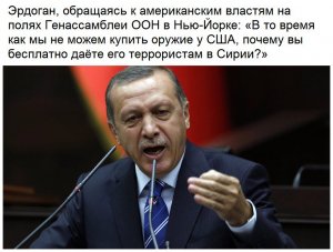 Эрдоган обвинил США в бесплатных поставках оружия террористам в Сирии