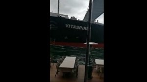 Появилось видео, как сухогруз снес исторический особняк на берегу Босфора (видео)