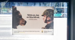 Фотофакт: на плакате Сил обороны эстонский солдат противостоит медведю