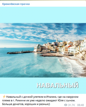 «Фонд Бабла с коррупцией» (ФБК): Во время отдыха А. Навального в Италии на его биткоин-кошелек перевели почти 3,5 миллиона рублей