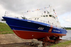 В Рыбинске на воду спустили третий катер для охраны Крымского моста