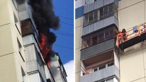 Семья из Подмосковья чудом спаслась от пожара. Помогли рабочие в монтажной люльке