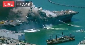 Армия США горит  : Американский десантный корабль загорелся на базе ВМС в Сан-Диего