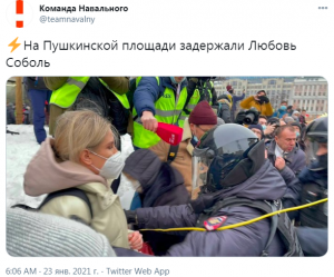 Соболь задержали на несанкционированной акции в Москве