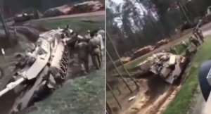 В Польше американский танк Abrams упал в канаву и вышел из строя