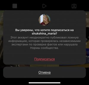 Instagram стал маркировать аккаунт Марии Шукшиной как публикующий ложную информацию