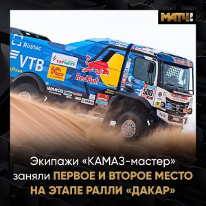 Экипаж Сотникова занял первое место на этапе ралли-марафона «Дакар»