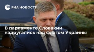 Депутаты парламента Словакии облили флаг Украины водой, а затем унесли его