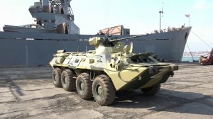 Первый российский корабль: БДК «Орск» Черноморского флота зашел в порт Бердянска