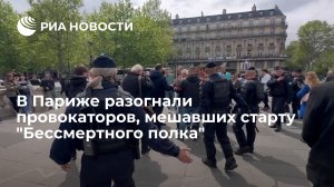 Полиция в Париже разогнала провокаторов с площади, где началась акция "Бессмертный полк"