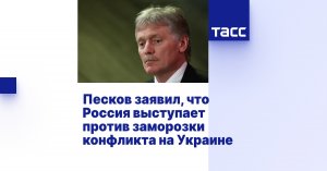 Песков заявил, что Россия выступает против заморозки конфликта на Украине