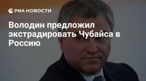Володин предложил заняться вопросом экстрадиции Чубайса в Россию