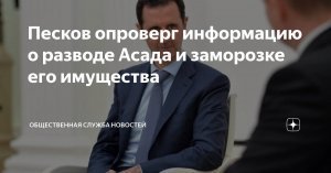 Песков: слухи о разводе Асада не соответствуют действительности. Пресс-секретарь президента РФ также опроверг информацию о заморозке имущества бывшего президента Сирии