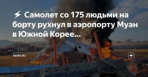 Что известно об авиакатастрофе в Южной Корее. Появилось видео попадания птицы в двигатель