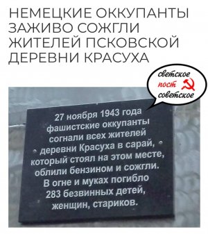 27 ноября 1943 года немецкие оккупанты заживо сожгли жителей псковской деревни Красуха