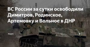 ВС РФ освободили за сутки 6 населенных пунктов: 4 - в ДНР, включая город Димитров и 2 - в Запорожской области, включая Гуляйполе