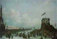 Горы на Марсовом поле в Петербурге в период Масленницы