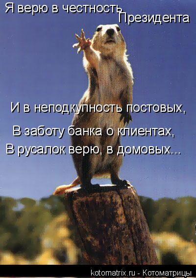 я верю в честность президента и неподкупность постовых